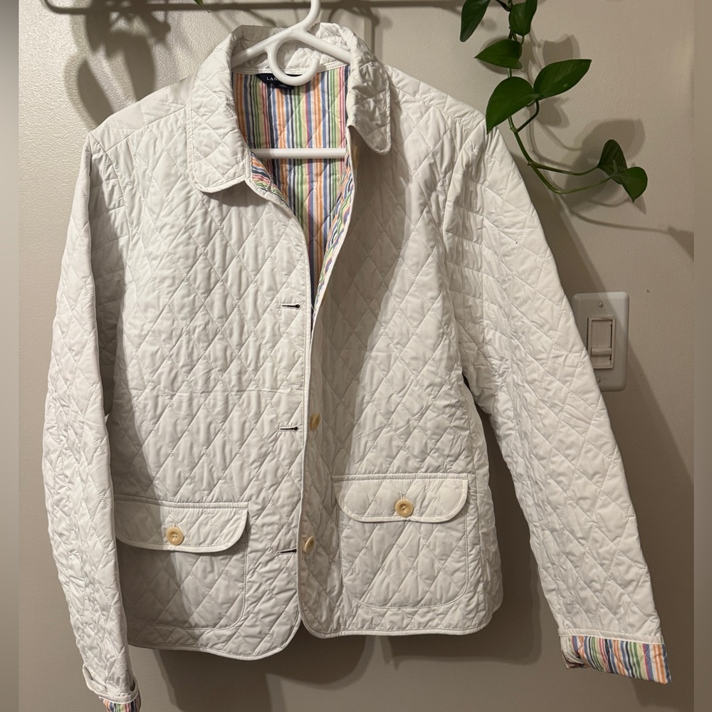 Land’s End White Quilted Jacket